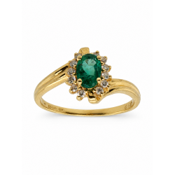 Pre Owned 18ct Emerald and Diamond Cluster Ring ZC42